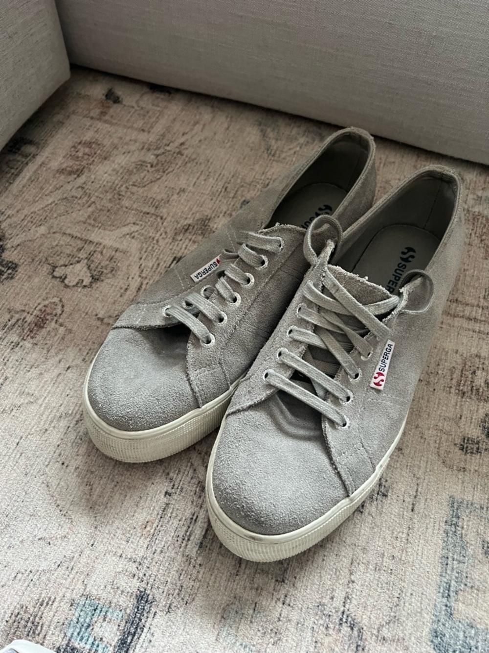 Superga Platform Gray Suede Sneakers